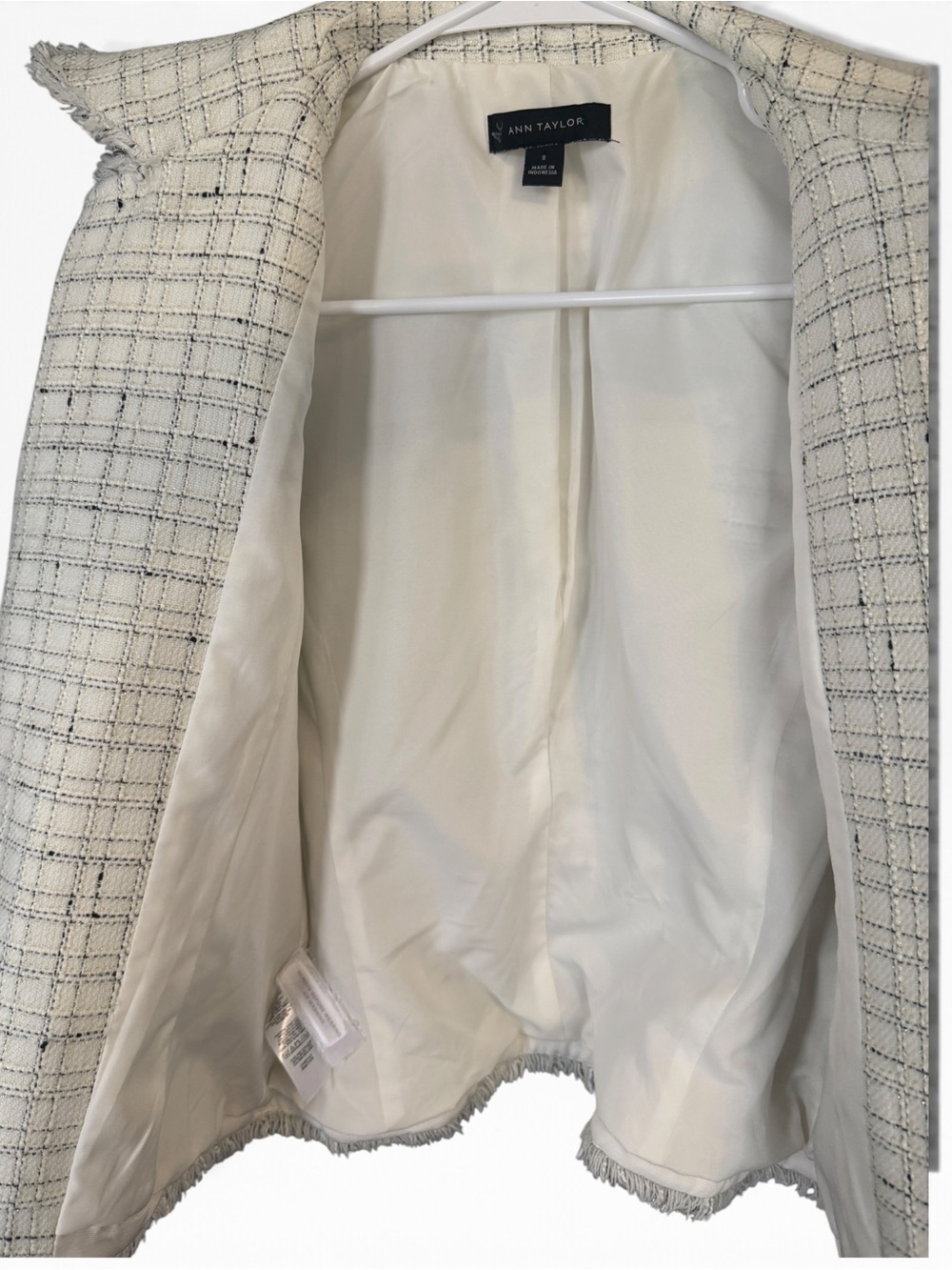Ann Taylor Black and White Tweed Moto Jacket - Size 0 - Picture 5 of 7